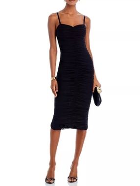 L'Agence | Caprice Mesh Midi Dress in Black | Size 6